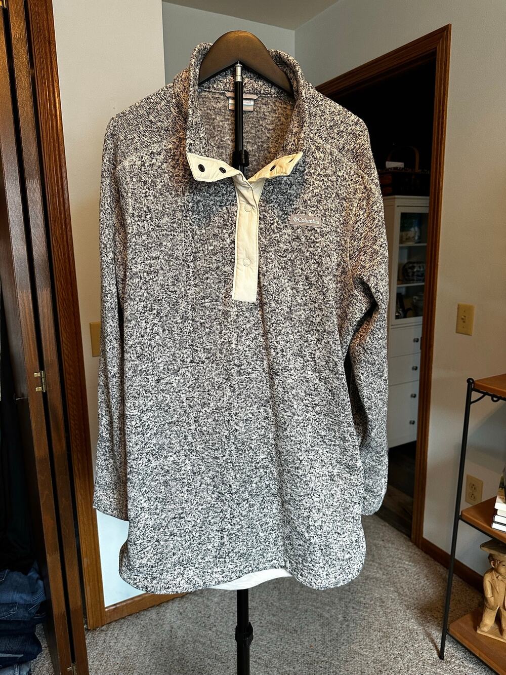 Columbia Sweater Weather Fleece Tunic XXL Plus Quarter Snap Jacket Grey Sweater